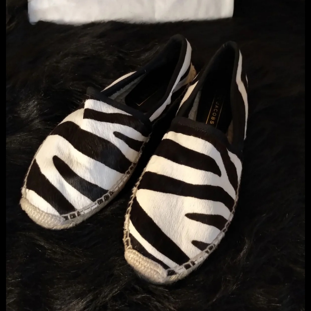Marc Jacobs Sienna Calf Hair Espadrilles in Off White Multi NEW